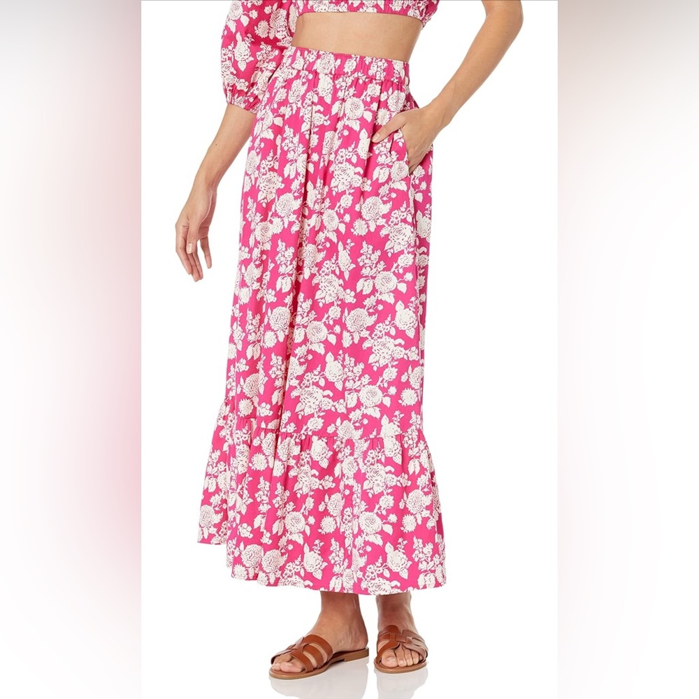 The Drop Women's Anupa Cotton Tiered Midi Skirt Size Large